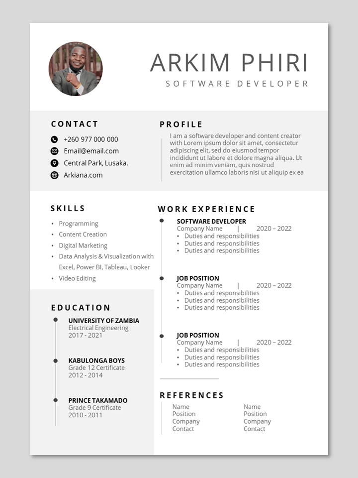 Resume gray shades