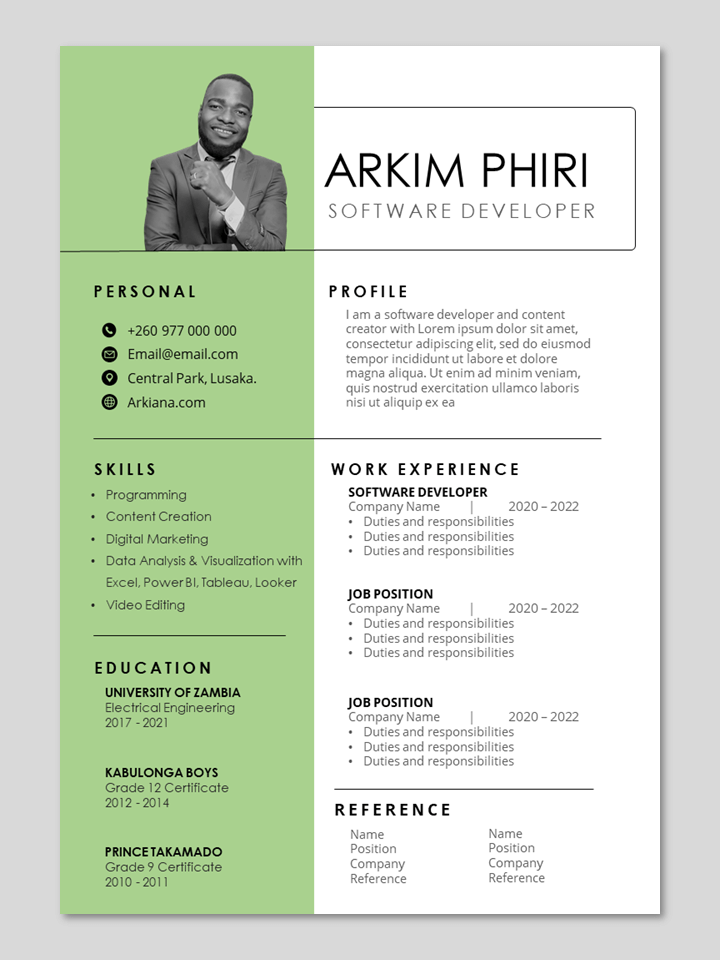 Light green resume